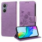 For vivo Y03 4G / Y18 / Y28s 5G Embossed Butterfly Flowers Leather Phone Case(Purple)