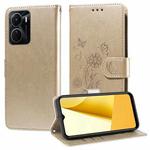 For vivo Y16 4G / Y02s / Y56 5G Global Embossed Butterfly Flowers Leather Phone Case(Gold)