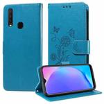 For vivo Y17 / Y15 Embossed Butterfly Flowers Leather Phone Case(Blue)