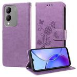 For vivo Y17s / Y36i 5G / Y28 5G Embossed Butterfly Flowers Leather Phone Case(Purple)