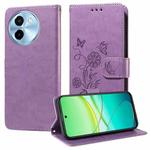 For vivo Y38 5G / T3X 5G Global Embossed Butterfly Flowers Leather Phone Case(Purple)