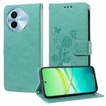 For vivo Y38 5G / T3X 5G Global Embossed Butterfly Flowers Leather Phone Case(Green)