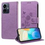 For vivo Y77 5G Embossed Butterfly Flowers Leather Phone Case(Purple)