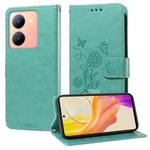 For vivo Y36 4G / 5G Embossed Butterfly Flowers Leather Phone Case(Green)