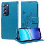 For vivo Y100 IDN / Y200E 5G Global Embossed Butterfly Flowers Leather Phone Case(Blue)