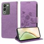 For vivo Y200 / V29E Embossed Butterfly Flowers Leather Phone Case(Purple)