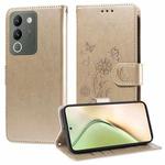 For vivo Y200 / V29E Embossed Butterfly Flowers Leather Phone Case(Gold)