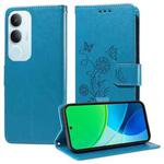 For vivo Y19s Embossed Butterfly Flowers Leather Phone Case(Blue)