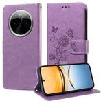 For vivo Y300 Pro Embossed Butterfly Flowers Leather Phone Case(Purple)