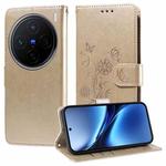 For vivo X200 Embossed Butterfly Flowers Leather Phone Case(Gold)