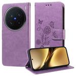 For vivo X200 Pro Embossed Butterfly Flowers Leather Phone Case(Purple)