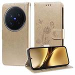 For vivo X200 Pro Embossed Butterfly Flowers Leather Phone Case(Gold)