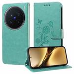 For vivo X200 Pro Embossed Butterfly Flowers Leather Phone Case(Green)