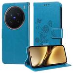 For vivo X200 Pro Embossed Butterfly Flowers Leather Phone Case(Blue)