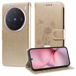 For vivo X200 Pro mini Embossed Butterfly Flowers Leather Phone Case(Gold)