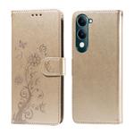 For vivo Y29s 5G / Y04 4G Embossed Butterfly Flowers Leather Phone Case(Gold)