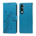 For vivo Y29s 5G / Y04 4G Embossed Butterfly Flowers Leather Phone Case(Blue)