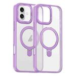 For iPhone 16 Skin Feel MagSafe Magnetic Holder Phone Case(Purple)