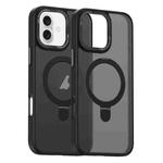 For iPhone 16 Skin Feel MagSafe Magnetic Holder Phone Case(Black)