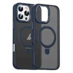 For iPhone 16 Pro Max Skin Feel MagSafe Magnetic Holder Phone Case(Dark Blue)