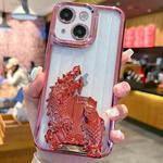 For iPhone 14 Electroplated Carp Leaping Dragon Gate Pattern TPU Phone Case(Red)