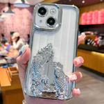 For iPhone 14 Electroplated Carp Leaping Dragon Gate Pattern TPU Phone Case(Silver)