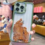 For iPhone 14 Pro Electroplated Carp Leaping Dragon Gate Pattern TPU Phone Case(Brown)