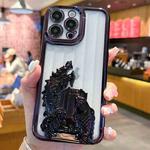 For iPhone 14 Pro Electroplated Carp Leaping Dragon Gate Pattern TPU Phone Case(Black)