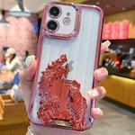 For iPhone 12 Electroplated Carp Leaping Dragon Gate Pattern TPU Phone Case(Red)