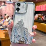 For iPhone 12 Electroplated Carp Leaping Dragon Gate Pattern TPU Phone Case(Silver)