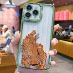 For iPhone 11 Pro Max Electroplated Carp Leaping Dragon Gate Pattern TPU Phone Case(Brown)