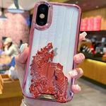 For iPhone X / XS Electroplated Carp Leaping Dragon Gate Pattern TPU Phone Case(Red)