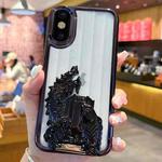 For iPhone X / XS Electroplated Carp Leaping Dragon Gate Pattern TPU Phone Case(Black)