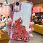 For iPhone XR Electroplated Carp Leaping Dragon Gate Pattern TPU Phone Case(Red)