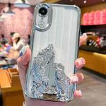 For iPhone XR Electroplated Carp Leaping Dragon Gate Pattern TPU Phone Case(Silver)