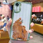 For iPhone XR Electroplated Carp Leaping Dragon Gate Pattern TPU Phone Case(Brown)