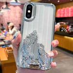 For iPhone XS Max Electroplated Carp Leaping Dragon Gate Pattern TPU Phone Case(Silver)