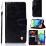 For Samsung Galaxy A71 5G Copper Buckle Retro Crazy Horse Texture Horizontal Flip Leather Case with Holder & Card Slots & Wallet(Black)