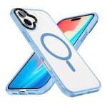 For iPhone 16 Plus Frosted Skin Feel MagSafe Transparent Phone Case(Blue)