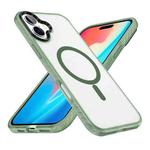 For iPhone 16 Plus Frosted Skin Feel MagSafe Transparent Phone Case(Green)