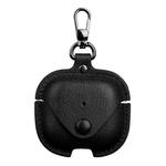 For AirPods 4 Business Leather Earphone Protective Case with Hook(Black)