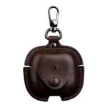 For AirPods 4 Business Leather Earphone Protective Case with Hook(Dark Brown)