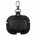 For AirPods Pro 3 Business Leather Earphone Protective Case with Hook(Black)