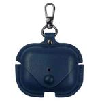 For AirPods Pro 3 Business Leather Earphone Protective Case with Hook(Blue)