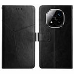 For Redmi Note 14 Pro+ 5G Y-shaped Pattern Flip Leather Phone Case(Black)