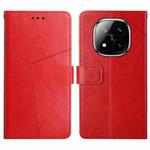 For Redmi Note 14 Pro+ 5G Y-shaped Pattern Flip Leather Phone Case(Red)