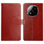 For Redmi Note 14 Pro+ 5G Y-shaped Pattern Flip Leather Phone Case(Brown)