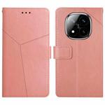 For Redmi Note 14 Pro+ 5G Y-shaped Pattern Flip Leather Phone Case(Pink)