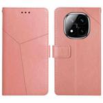 For Redmi Note 14 Pro 4G Y-shaped Pattern Flip Leather Phone Case(Pink)