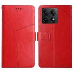 For Xiaomi 14T 5G Global Y-shaped Pattern Flip Leather Phone Case(Red)